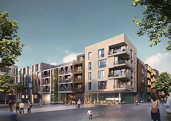 Entwurf von greeen! architects für eine Quartiersentwicklung in Mannheim