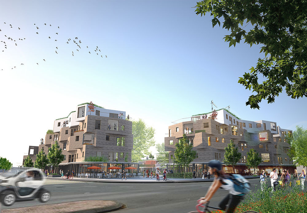 Entwurf für eine Quartiersentwicklung in Christchurch in Neuseeland von den Düsseldorfer Architekten greeen! architects