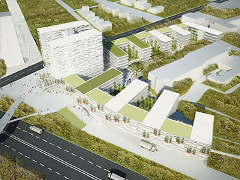 Entwurf des Düsseldorfer Architekturbüros greeen! architects für die Behörde der Stadtentwicklung und Umwelt in Hamburg