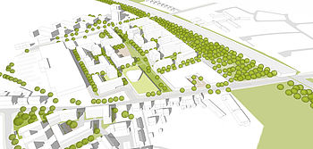 Entwurf von greeen! architects für die Quartiersentwicklung Novaesium-Höfe in Neuss