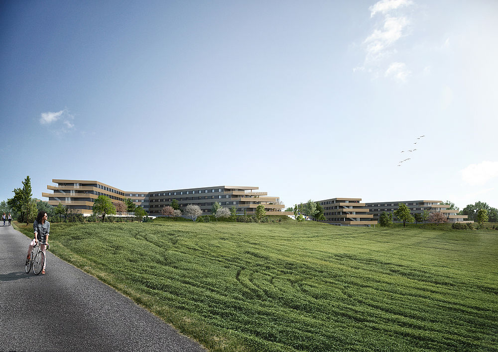 In Brühl the ecological educational campus Heider Bergsee Campus in Holzbau is being built