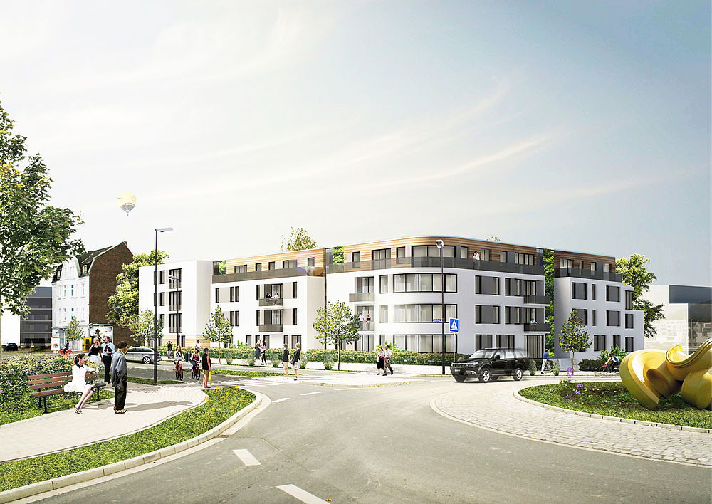 Entwurf zum Wohnen am Phoenix-See in Dortmund durch das Düsseldorfer Architekturbüro greeen! architects