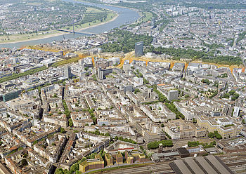 Städtebauliche Studie von greeen! architects für den RheinBoulevard in Düsseldorf