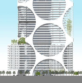 Entwurf des Düsseldorfer Architekturbüros greeen! architects für das 88 Pearl Hochhaus in Zhuhai, China