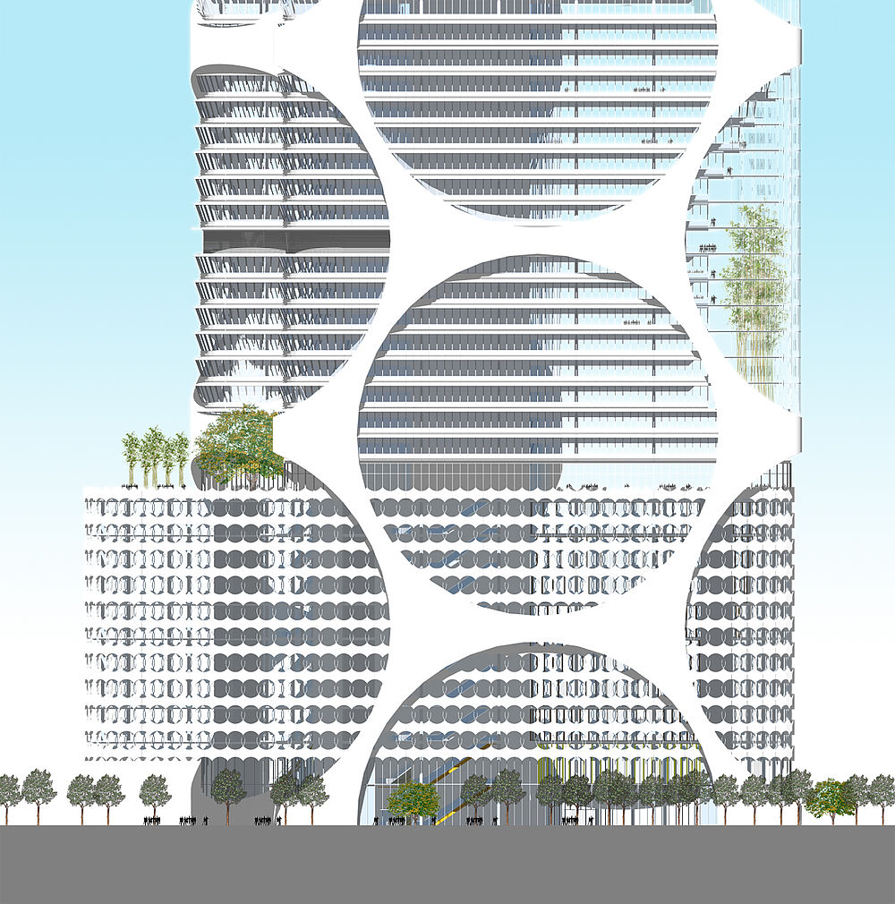 Entwurf des Düsseldorfer Architekturbüros greeen! architects für das 88 Pearl Hochhaus in Zhuhai, China