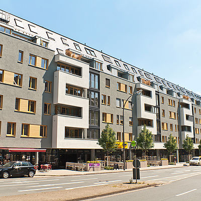Neubau eines Wohngebäudes mit Einzelhandel in der Lindemannstraße in Dortmund durch das Düsseldorfer Architekturbüro greeen! architects