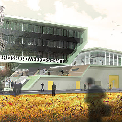 Die Architekten von greeen! architects haben einen Entwurf für die Kreishandwerkerschaft in Mönchengladbach entworfen