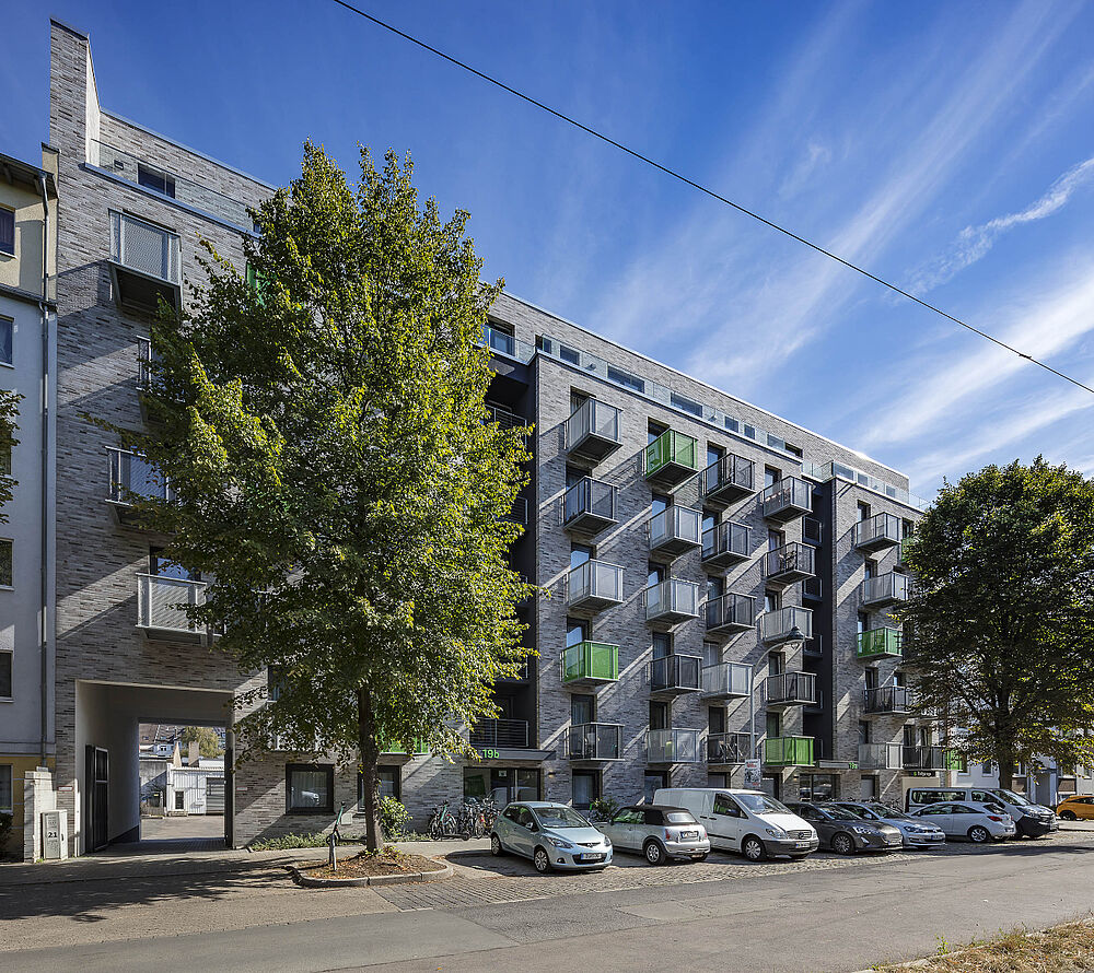 Neubau von 111 Mikroapartments durch die Düsseldorfer Architekten greeen! architects in der Merziger Straße in Düsseldorf